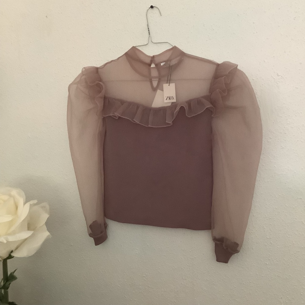 Zara Light Pink Fashion Blouse Size Small